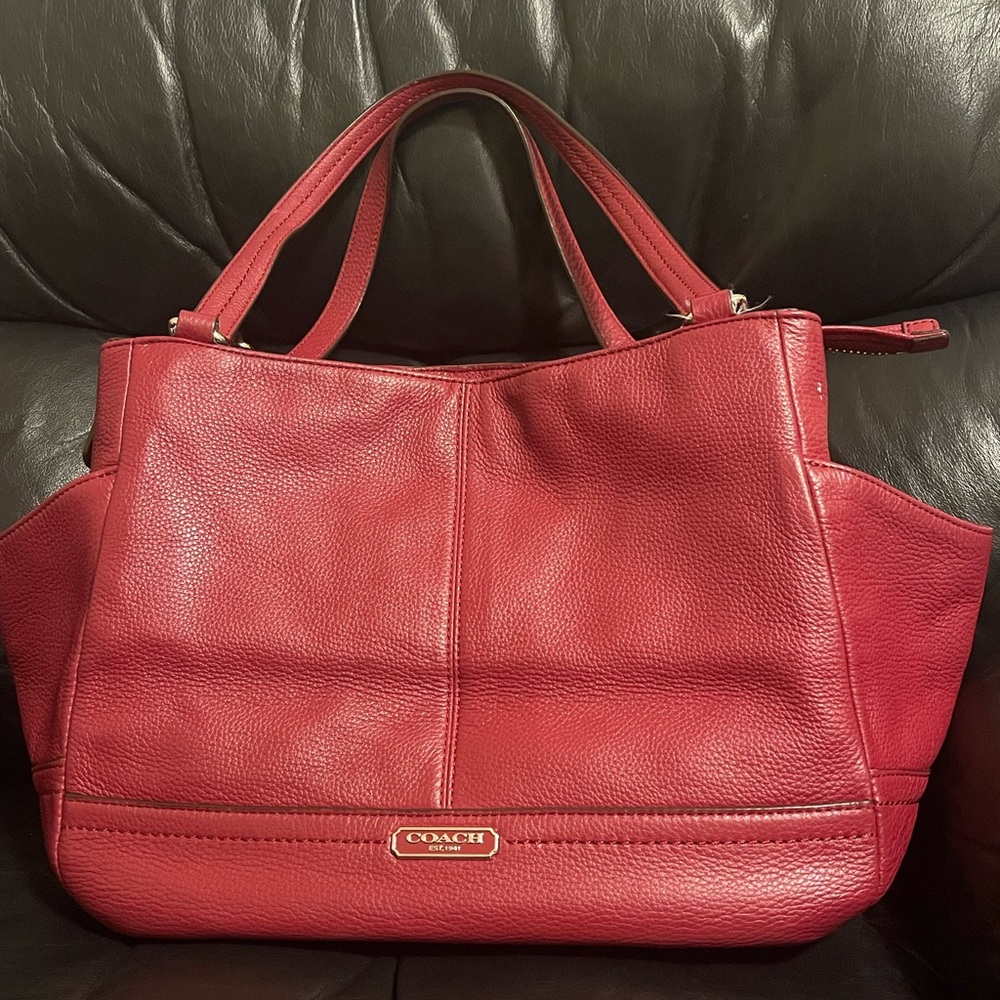 Coach Cherry Red Leather Tote